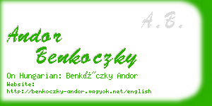 andor benkoczky business card